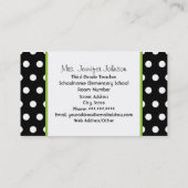 Lehrer grünes Apple schwärzen mit weißen Tupfen Visitenkarte (Rückseite)