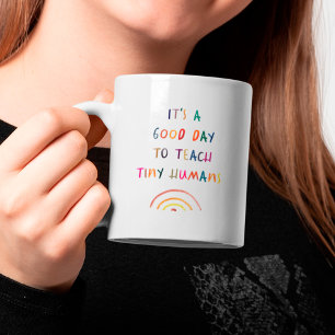 Lehrer Guten Tag Kleine Menschen Moderne Spaß-Typo Kaffeetasse