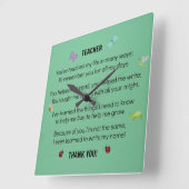 Lehrer, haben Sie mein Leben… berührt Quadratische Wanduhr (Winkel)