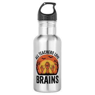 Lehrer Halloween Gehirne Vintage Vektor Design_1 Edelstahlflasche