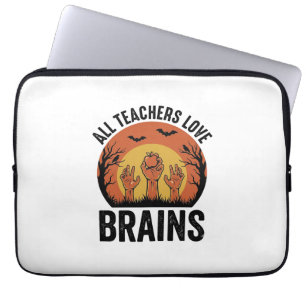 Lehrer Halloween Gehirne Vintage Vektor Design_1 Laptopschutzhülle