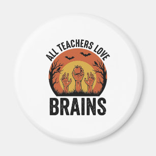 Lehrer Halloween Gehirne Vintage Vektor Design_1 Magnet