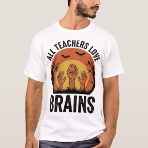 Lehrer Halloween Gehirne Vintage Vektor Design_1 T-Shirt