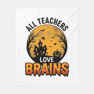 Lehrer Halloween Liebe Gehirne Vintage Design_1 Fleecedecke