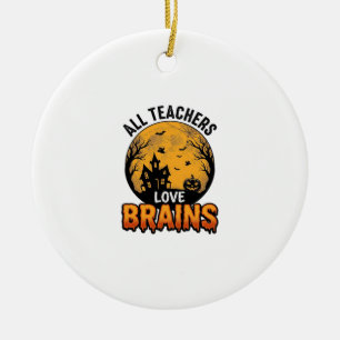 Lehrer Halloween Liebe Gehirne Vintage Design_1 Keramik Ornament