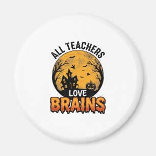 Lehrer Halloween Liebe Gehirne Vintage Design_1 Magnet