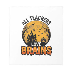 Lehrer Halloween Liebe Gehirne Vintage Design_1 Notizblock
