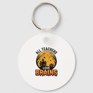 Lehrer Halloween Liebe Gehirne Vintage Design_1 Schlüsselanhänger