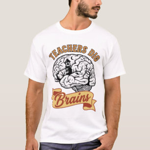 Lehrer Halloween-Shirt Vintage Gravur Gehirn Pun T-Shirt