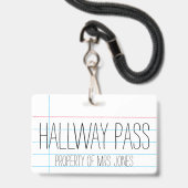Lehrer - Hallway Pass Ausweis (Vorderseite mit Schlüsselband)