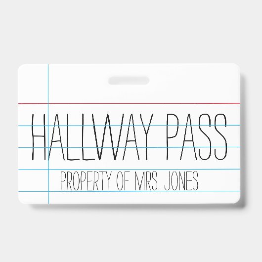 Lehrer - Hallway Pass Ausweis (Vorderseite)