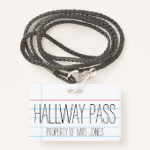 Lehrer - Hallway Pass Ausweis (Vorderseite mit Schlüsselband)