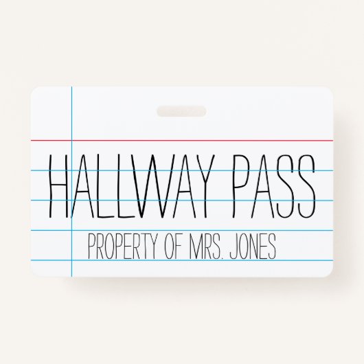 Lehrer - Hallway Pass Ausweis (Vorderseite)