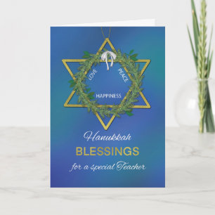 Lehrer Hanukkah Blessings Star von David Gold Look Karte