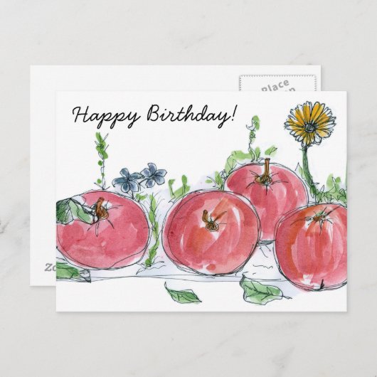 Lehrer Happy Birthday Red Apples Frucht Postkarte (Vorne/Hinten)