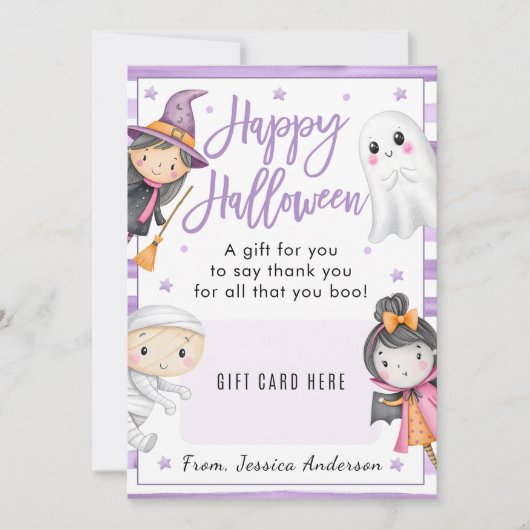 Lehrer Happy Halloween Coffee Geschenkkartenhalter Einladung (Vorderseite)