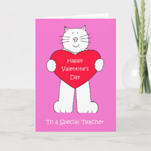 Lehrer Happy Valentine's Day Cartoon Cat Feiertagskarte
