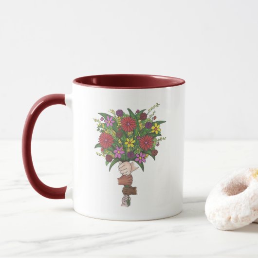Lehrer helfen uns, florale Blume Bouquet Tasse zu  (Mit Donut)