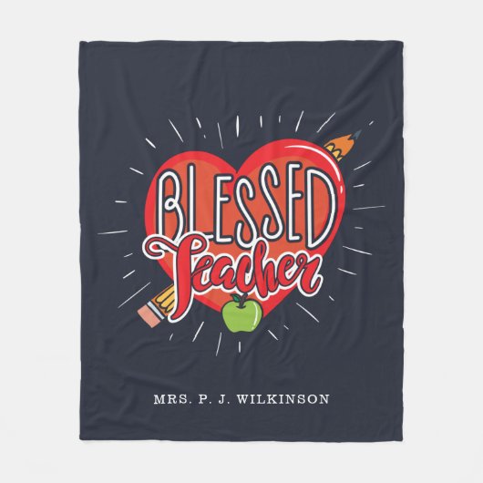 Lehrer Herz Stift Apple Custom School Tutor Fleecedecke (Vorderseite)