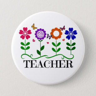 Lehrer, Herz und Blume und Hübsche Schmetterlinge Button