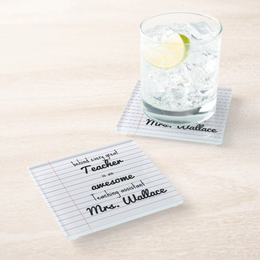 Lehrer Hilfe Tasche Lehrassistent TA Glasuntersetzer (Schrägansicht)