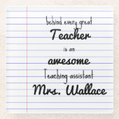 Lehrer Hilfe Tasche Lehrassistent TA Glasuntersetzer (Vorderseite)