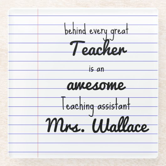 Lehrer Hilfe Tasche Lehrassistent TA Glasuntersetzer (Vorderseite)