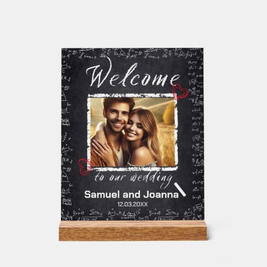 Lehrer Hochzeitskhalk willkommen Acrylschild (Vorderseite)