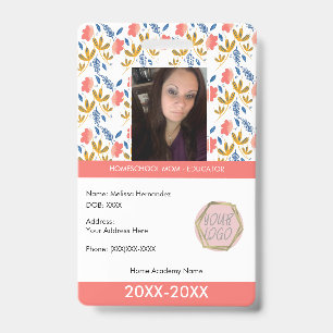 Lehrer Homeschooling Schule Mama ID Botanisch  Ausweis