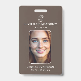 Lehrer-ID-Abzeichen | Minimalistisch Taupe Ausweis