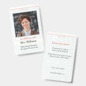 Lehrer-ID-Abzeichen mit Foto, Schulunterricht Ausweis (Front & Back)