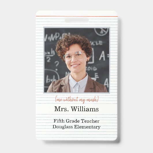 Lehrer-ID-Abzeichen mit Foto, Schulunterricht Ausweis (Front)