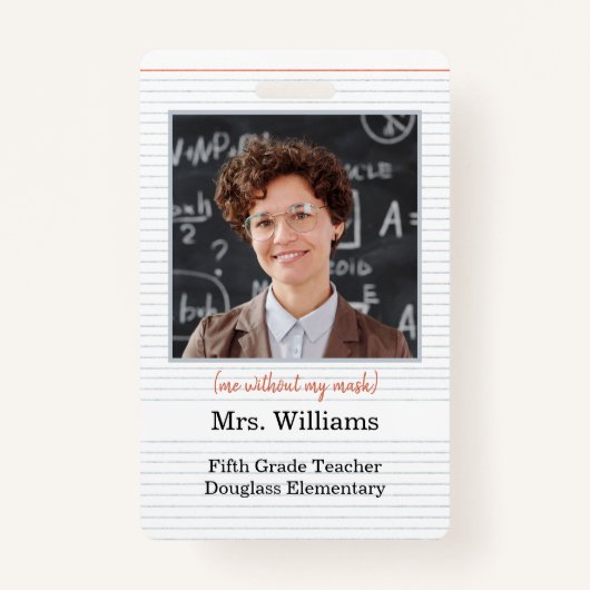 Lehrer-ID-Abzeichen mit Foto, Schulunterricht Ausweis (Vorderseite)