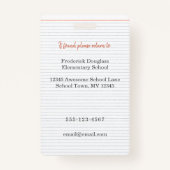 Lehrer-ID-Abzeichen mit Foto, Schulunterricht Ausweis (Rückseite)