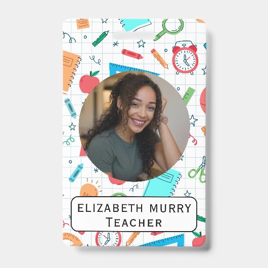 Lehrer-ID-Abzeichen mit Schulmaterial Ausweis (Vorderseite)