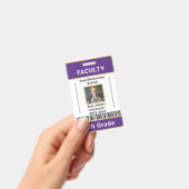 Lehrer-ID-Abzeichen Vorlage W/ Strichcode Lila Ausweis (Handheld)