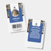 Lehrer-ID-Karte | Blue Collage School ID Card Ausweis (Vorder- & Rückseite)