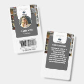 Lehrer-ID-Karte | Graue Collage School ID Card Ausweis (Vorder- & Rückseite)