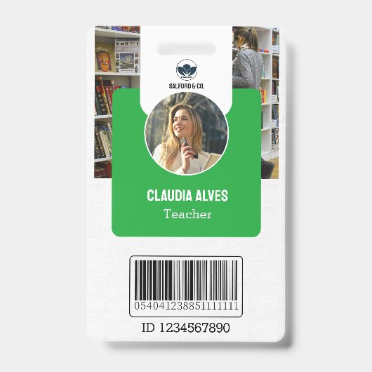 Lehrer-ID-Karte | Green Collage School ID Card Ausweis (Vorderseite)