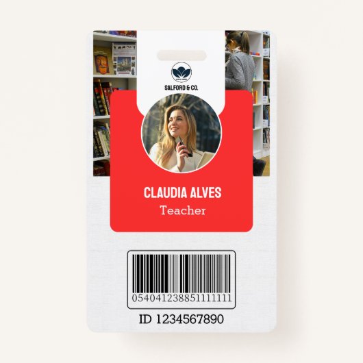 Lehrer-ID-Karte | Red Collage School ID Card Ausweis (Vorderseite)