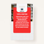 Lehrer-ID-Karte | Red Collage School ID Card Ausweis (Rückseite)