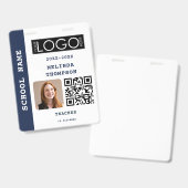 Lehrer-ID-Karte Schulbüro Name Foto QR-Code Ausweis (Vorder- & Rückseite)