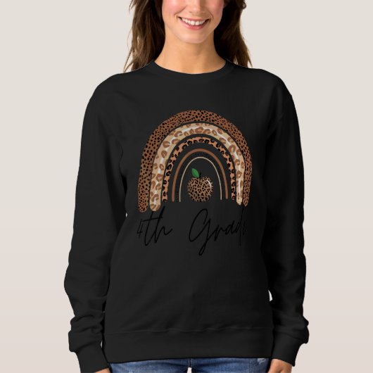 Lehrer(in) der 4. Klasse Leopard Regenbogen Ernted Sweatshirt (Vorderseite)
