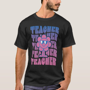 Lehrer Inspiration Retro Groovy Blume zurück T-Shirt