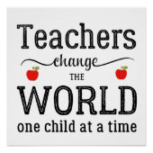 Lehrer inspirieren Skriptziffer und rote Äpfel Poster (Vorderseite)