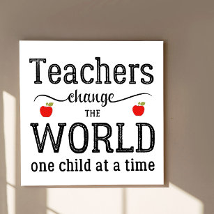 Lehrer inspirieren Skriptziffer und rote Äpfel Poster