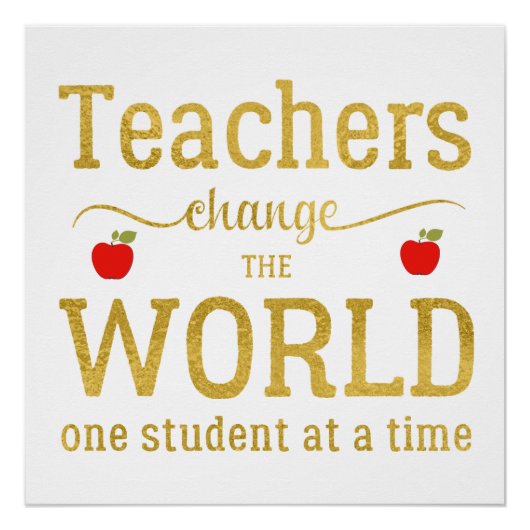 Lehrer inspirierende Goldskripte zitieren roten Ap Poster (Vorderseite)