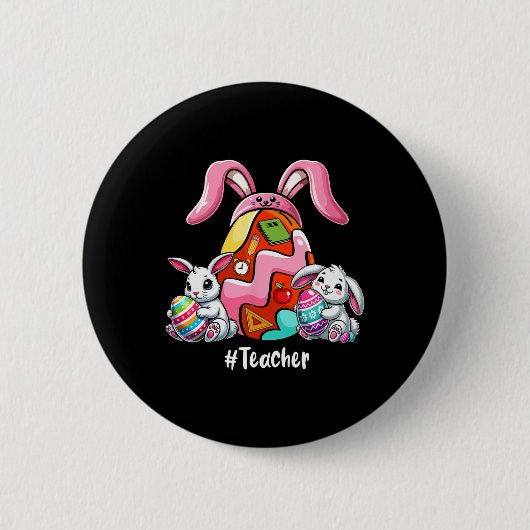 Lehrer Job Tools Osterbunnies Jagd Eier Team Button (Vorderseite)