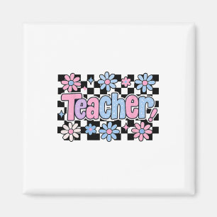 Lehrer Karierte Blumen Geschenke Zurück zur Schule Magnet