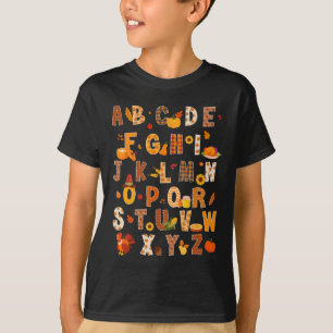 Lehrer Kids Alphabet Türkei Pumpkin Herbst Danke T-Shirt